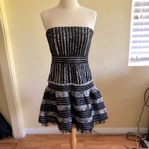 BCBG Black and silver cocktail prom formal dress